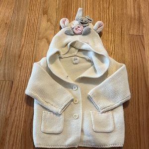 Baby Gap unicorn hooded sweater 12-18 months